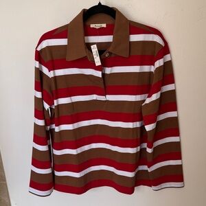 Madewell Red, Brown, and White Striped Top